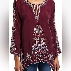 NWT Johnny Was Lena tunic brandy embroidery long sleeves Tunic XS $250 GORGEOUS!